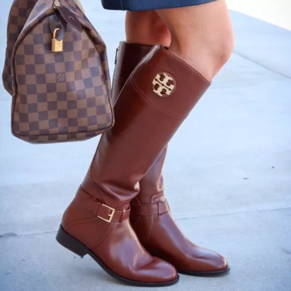Tory Burch Brown  Adeline Leather Riding Boots